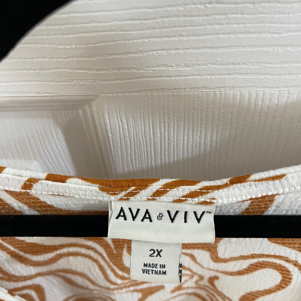 Rouched Orange and White Top